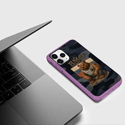 Чехол iPhone 11 Pro матовый ВМФ русский медведь, цвет: 3D-фиолетовый — фото 2