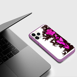 Чехол iPhone 11 Pro матовый Your demon neon sexy anime girl cyberpunk tattoo, цвет: 3D-фиолетовый — фото 2