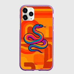 Чехол iPhone 11 Pro матовый Змея в абстракции, цвет: 3D-фиолетовый