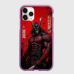 Чехол iPhone 11 Pro матовый Oni воин самурай, цвет: 3D-фиолетовый