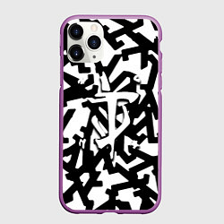 Чехол iPhone 11 Pro матовый Doom x half life pattern, цвет: 3D-фиолетовый