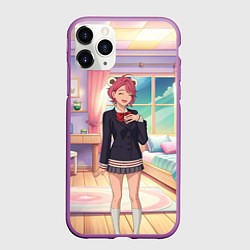 Чехол iPhone 11 Pro матовый Дандадан Сиратори Айра смущается, цвет: 3D-фиолетовый