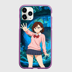 Чехол iPhone 11 Pro матовый Сиратори Айра - знак стоп, цвет: 3D-фиолетовый