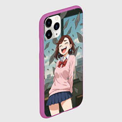 Чехол iPhone 11 Pro матовый Сиратори Айра смеется - Дандадан, цвет: 3D-фиолетовый — фото 2
