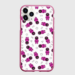 Чехол iPhone 11 Pro матовый Персонажи корейского сериала игра в кальмара, цвет: 3D-малиновый