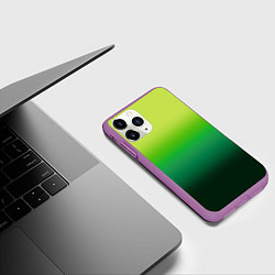 Чехол iPhone 11 Pro матовый Градиент укропное зеленое омбре, цвет: 3D-фиолетовый — фото 2