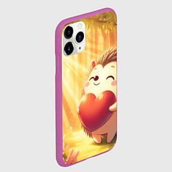 Чехол iPhone 11 Pro матовый Солнечный ёж в лесу, цвет: 3D-фиолетовый — фото 2