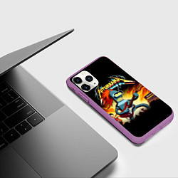 Чехол iPhone 11 Pro матовый Bender is a hard rock guitarist - Futurama, цвет: 3D-фиолетовый — фото 2