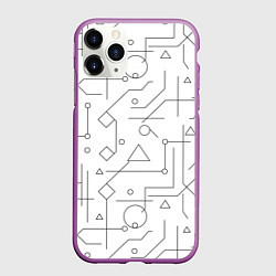 Чехол iPhone 11 Pro матовый Техно-Геометрия на белое, цвет: 3D-фиолетовый