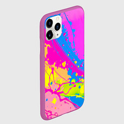 Чехол iPhone 11 Pro матовый Яркая абстракция из розовых и голубых красок, цвет: 3D-фиолетовый — фото 2