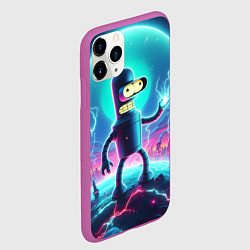 Чехол iPhone 11 Pro матовый Робот-сгибальщик Бендер пропускает через себя молн, цвет: 3D-фиолетовый — фото 2