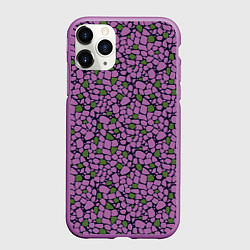 Чехол iPhone 11 Pro матовый Мозаичный мелкий узор фиолетовый с зелеными вкрапл, цвет: 3D-фиолетовый
