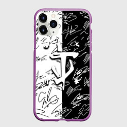 Чехол iPhone 11 Pro матовый Doom автографы, цвет: 3D-фиолетовый