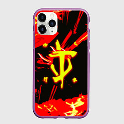 Чехол iPhone 11 Pro матовый Doom огненный, цвет: 3D-фиолетовый