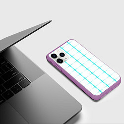 Чехол iPhone 11 Pro матовый Color white light blue crosses, цвет: 3D-фиолетовый — фото 2