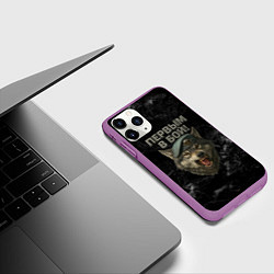 Чехол iPhone 11 Pro матовый ВДВ - первым в бой, цвет: 3D-фиолетовый — фото 2