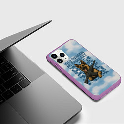 Чехол iPhone 11 Pro матовый Небо ошибок не прощает - овчарка ВДВ, цвет: 3D-фиолетовый — фото 2