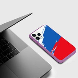 Чехол iPhone 11 Pro матовый Белый Синий Красный, цвет: 3D-фиолетовый — фото 2