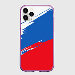 Чехол iPhone 11 Pro матовый Белый Синий Красный, цвет: 3D-фиолетовый