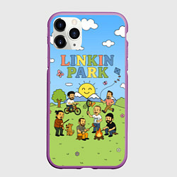 Чехол iPhone 11 Pro матовый Linkin Park мультяшный стиль на поляне