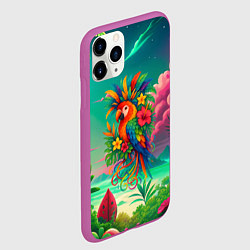 Чехол iPhone 11 Pro матовый Попугай и тропики, цвет: 3D-фиолетовый — фото 2