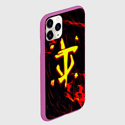 Чехол iPhone 11 Pro матовый Doom огненные искры, цвет: 3D-фиолетовый — фото 2