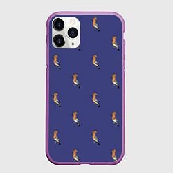 Чехол iPhone 11 Pro матовый Клевая птица удод на фиолетовом фоне, цвет: 3D-фиолетовый
