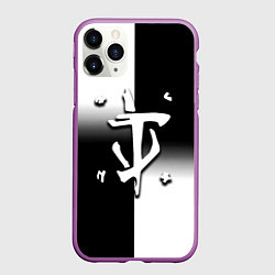 Чехол iPhone 11 Pro матовый Doom black geometry, цвет: 3D-фиолетовый