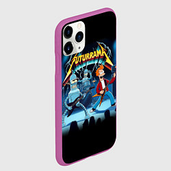 Чехол iPhone 11 Pro матовый Rock group Futurama - ai art fantasy, цвет: 3D-фиолетовый — фото 2
