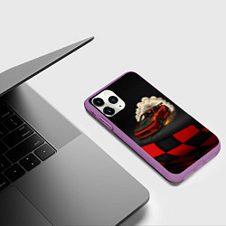 Чехол iPhone 11 Pro матовый Дрифт авто с облаком дыма, цвет: 3D-фиолетовый — фото 2