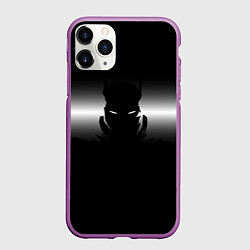 Чехол iPhone 11 Pro матовый Силуэт Бэтмена - градиент, цвет: 3D-фиолетовый