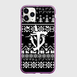 Чехол iPhone 11 Pro матовый Doom x elders scrolls pattern, цвет: 3D-фиолетовый