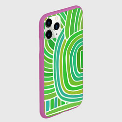 Чехол iPhone 11 Pro матовый Абстрактный узор зеленый, цвет: 3D-фиолетовый — фото 2