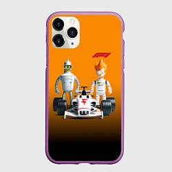 Чехол iPhone 11 Pro матовый Механик Бендер и пилот формулы 1 Фрай, цвет: 3D-фиолетовый