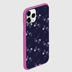 Чехол iPhone 11 Pro матовый Цветочный узор синий, цвет: 3D-фиолетовый — фото 2