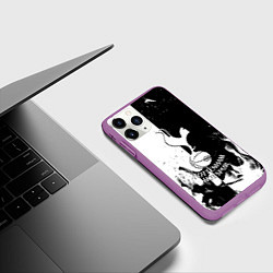 Чехол iPhone 11 Pro матовый Тоттенхэм черно белый огонь, цвет: 3D-фиолетовый — фото 2