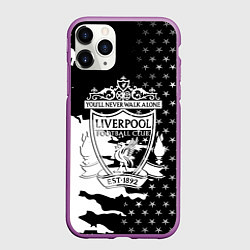 Чехол iPhone 11 Pro матовый Liverpool текстура спорт, цвет: 3D-фиолетовый