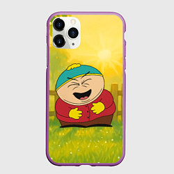 Чехол iPhone 11 Pro матовый Эрик Картман смеется в саду, цвет: 3D-фиолетовый