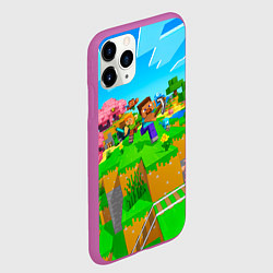 Чехол iPhone 11 Pro матовый Майнкрафт - на встречу приключениям, цвет: 3D-фиолетовый — фото 2