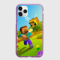 Чехол iPhone 11 Pro матовый Стив и пчела, цвет: 3D-фиолетовый