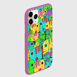 Чехол iPhone 11 Pro матовый Яркие тропические рыбки паттер, цвет: 3D-фиолетовый — фото 2