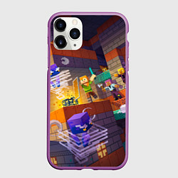 Чехол iPhone 11 Pro матовый Подземелье с мобами, цвет: 3D-фиолетовый