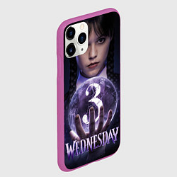 Чехол iPhone 11 Pro матовый Уэнсдэй и вещь с хрустальным шаром, цвет: 3D-фиолетовый — фото 2