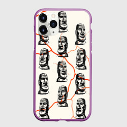 Чехол iPhone 11 Pro матовый Статуи моаи, цвет: 3D-фиолетовый