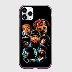 Чехол iPhone 11 Pro матовый Rap singers, цвет: 3D-фиолетовый