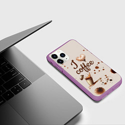 Чехол iPhone 11 Pro матовый Пятна кофе часть дизайна - можно проливать, цвет: 3D-фиолетовый — фото 2