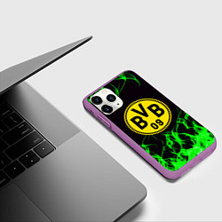 Чехол iPhone 11 Pro матовый Borussia зелёный огонь, цвет: 3D-фиолетовый — фото 2