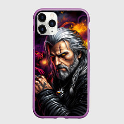 Чехол iPhone 11 Pro матовый Строгий Ведьмак, цвет: 3D-фиолетовый