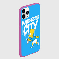 Чехол iPhone 11 Pro матовый Граффити Манчестер Сити и Барт Симпсон, цвет: 3D-фиолетовый — фото 2