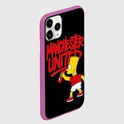 Чехол iPhone 11 Pro матовый Граффити Манчестер Юнайтед и Барт Симсон, цвет: 3D-фиолетовый — фото 2